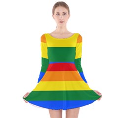 LGBT Rainbow Pride Flag Long Sleeve Velvet Skater Dress