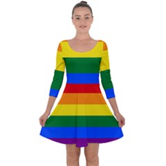 Lgbt Rainbow Pride Flag Quarter Sleeve Skater Dress