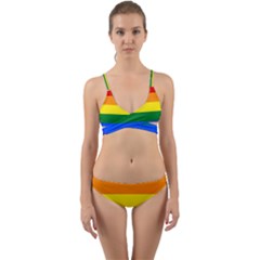 Lgbt Rainbow Pride Flag Wrap Around Bikini Set