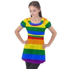 Lgbt Rainbow Pride Flag Puff Sleeve Tunic Top by lgbtnation