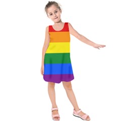 Lgbt Rainbow Pride Flag Kids  Sleeveless Dress