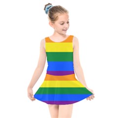 LGBT Rainbow Pride Flag Kids  Skater Dress Swimsuit