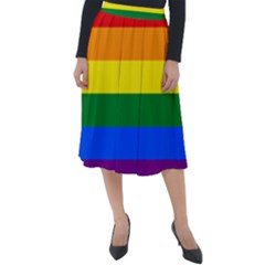 LGBT Rainbow Pride Flag Classic Velour Midi Skirt 