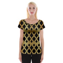 Arabic Pattern Gold And Black Cap Sleeve Top by Nexatart