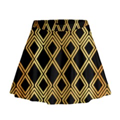 Arabic Pattern Gold And Black Mini Flare Skirt by Nexatart