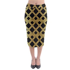 Arabic Pattern Gold And Black Midi Pencil Skirt by Nexatart