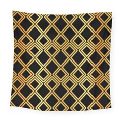 Arabic Pattern Gold And Black Square Tapestry (large) by Nexatart