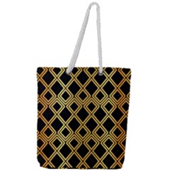 Arabic Pattern Gold And Black Full Print Rope Handle Tote (large) by Nexatart