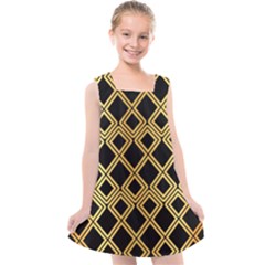 Arabic Pattern Gold And Black Kids  Cross Back Dress