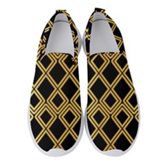 Arabic Pattern Gold And Black Women s Slip On Sneakers by Nexatart