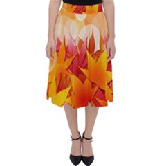 Autumn Background Maple Leaves Bokeh Classic Midi Skirt by Nexatart