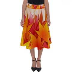 Autumn Background Maple Leaves Bokeh Perfect Length Midi Skirt by Nexatart