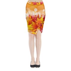 Autumn Background Maple Leaves Bokeh Midi Wrap Pencil Skirt by Nexatart