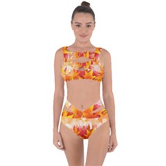 Autumn Background Maple Leaves Bokeh Bandaged Up Bikini Set  by Nexatart