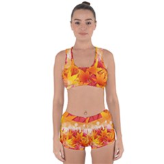 Autumn Background Maple Leaves Bokeh Racerback Boyleg Bikini Set by Nexatart