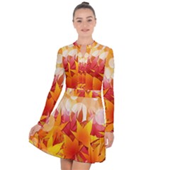 Autumn Background Maple Leaves Bokeh Long Sleeve Panel Dress by Nexatart