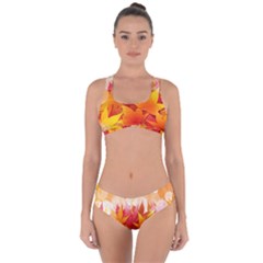 Autumn Background Maple Leaves Bokeh Criss Cross Bikini Set by Nexatart