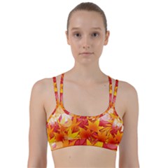 Autumn Background Maple Leaves Bokeh Line Them Up Sports Bra by Nexatart