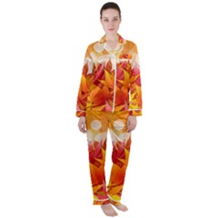 Autumn Background Maple Leaves Bokeh Satin Long Sleeve Pyjamas Set by Nexatart