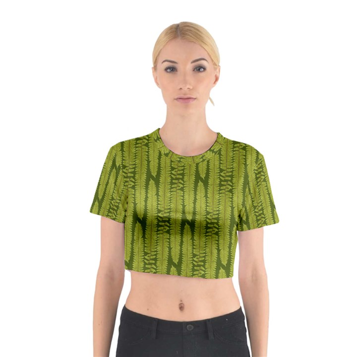 Fern Texture Nature Leaves Cotton Crop Top