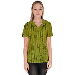 Fern Texture Nature Leaves Women s V-neck Scrub Top by Nexatart