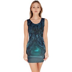 Trees Road Moonlight Avenue Bodycon Dress by Nexatart