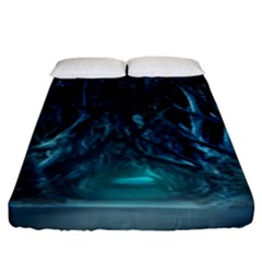 Trees Road Moonlight Avenue Fitted Sheet (king Size) by Nexatart