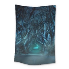 Trees Road Moonlight Avenue Small Tapestry by Nexatart