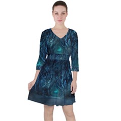 Trees Road Moonlight Avenue Ruffle Dress by Nexatart