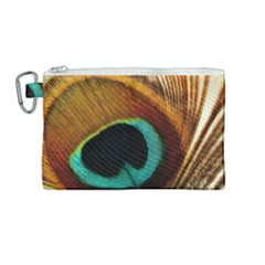 Feather Peacock Feather Peacock Canvas Cosmetic Bag (medium) by Nexatart