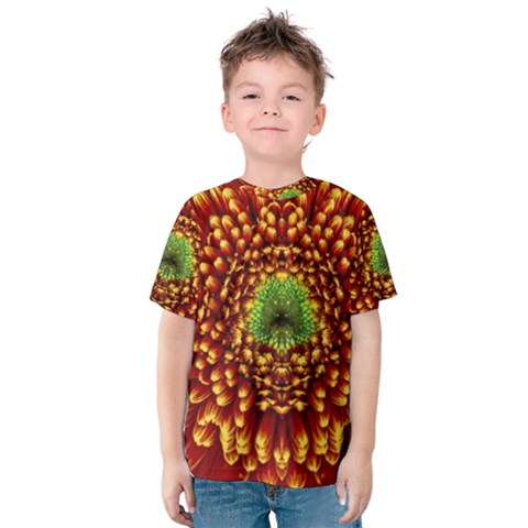 Flower Dahlia Red Petals Color Kids  Cotton Tee by Nexatart