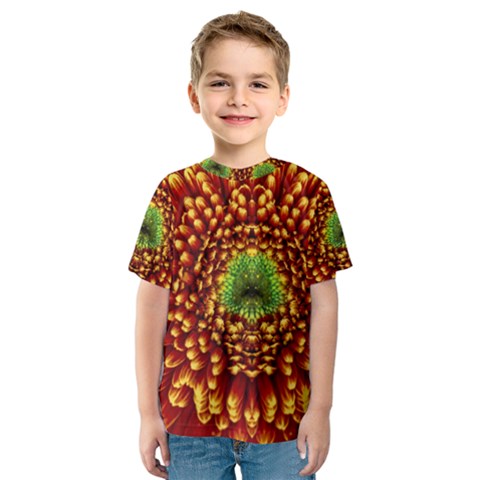 Flower Dahlia Red Petals Color Kids  Sport Mesh Tee by Nexatart