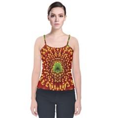 Flower Dahlia Red Petals Color Velvet Spaghetti Strap Top by Nexatart