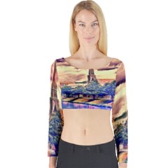 Castle Fortress Landmark Historical Long Sleeve Crop Top by Nexatart