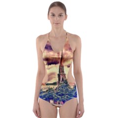 Castle Fortress Landmark Historical Cut-out One Piece Swimsuit by Nexatart