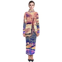 Castle Fortress Landmark Historical Turtleneck Maxi Dress