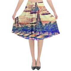 Castle Fortress Landmark Historical Flared Midi Skirt by Nexatart