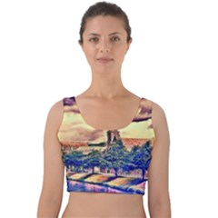 Castle Fortress Landmark Historical Velvet Crop Top by Nexatart