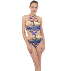 Castle Fortress Landmark Historical Halter Side Cut Swimsuit by Nexatart