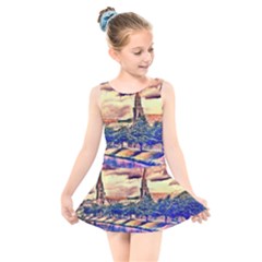 Castle Fortress Landmark Historical Kids  Skater Dress Swimsuit by Nexatart