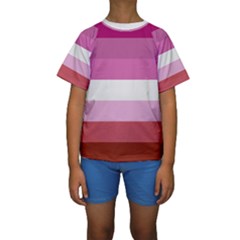 Lesbian Pride Flag Kids  Short Sleeve Swimwear