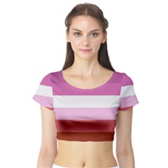 Lesbian Pride Flag Short Sleeve Crop Top