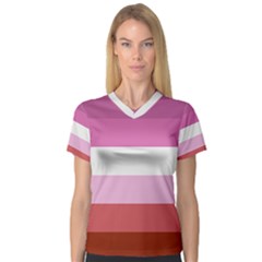 Lesbian Pride Flag V-neck Sport Mesh Tee