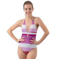 Lesbian Pride Flag Halter Cut-out One Piece Swimsuit