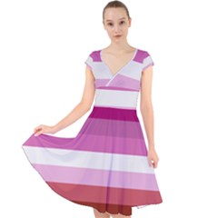 Lesbian Pride Flag Cap Sleeve Front Wrap Midi Dress by lgbtnation