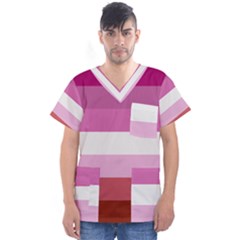 Lesbian Pride Flag Men s V-neck Scrub Top