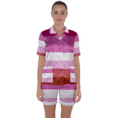 Lesbian Pride Flag Satin Short Sleeve Pyjamas Set by lgbtnation