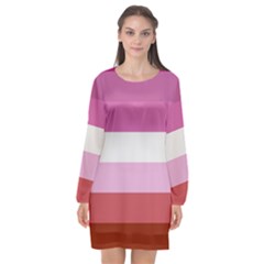 Lesbian Pride Flag Long Sleeve Chiffon Shift Dress 