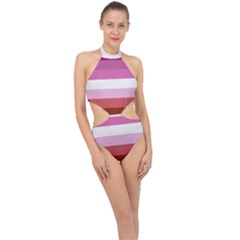 Lesbian Pride Flag Halter Side Cut Swimsuit