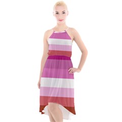 Lesbian Pride Flag High-low Halter Chiffon Dress 